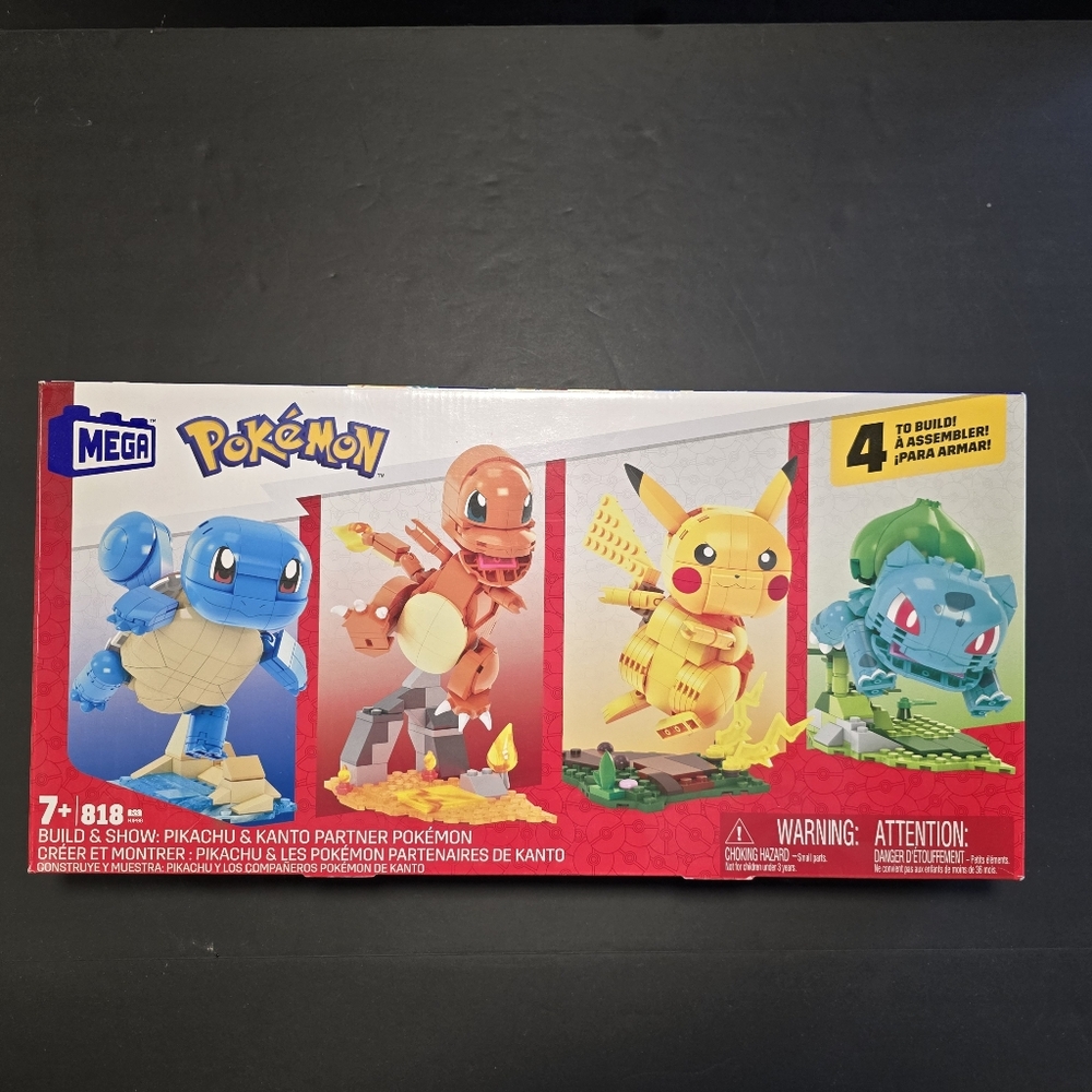 MEGA Pokemon Pikachu Charmander Squirtle Bulbasaur 818 Piece Block Set 7+